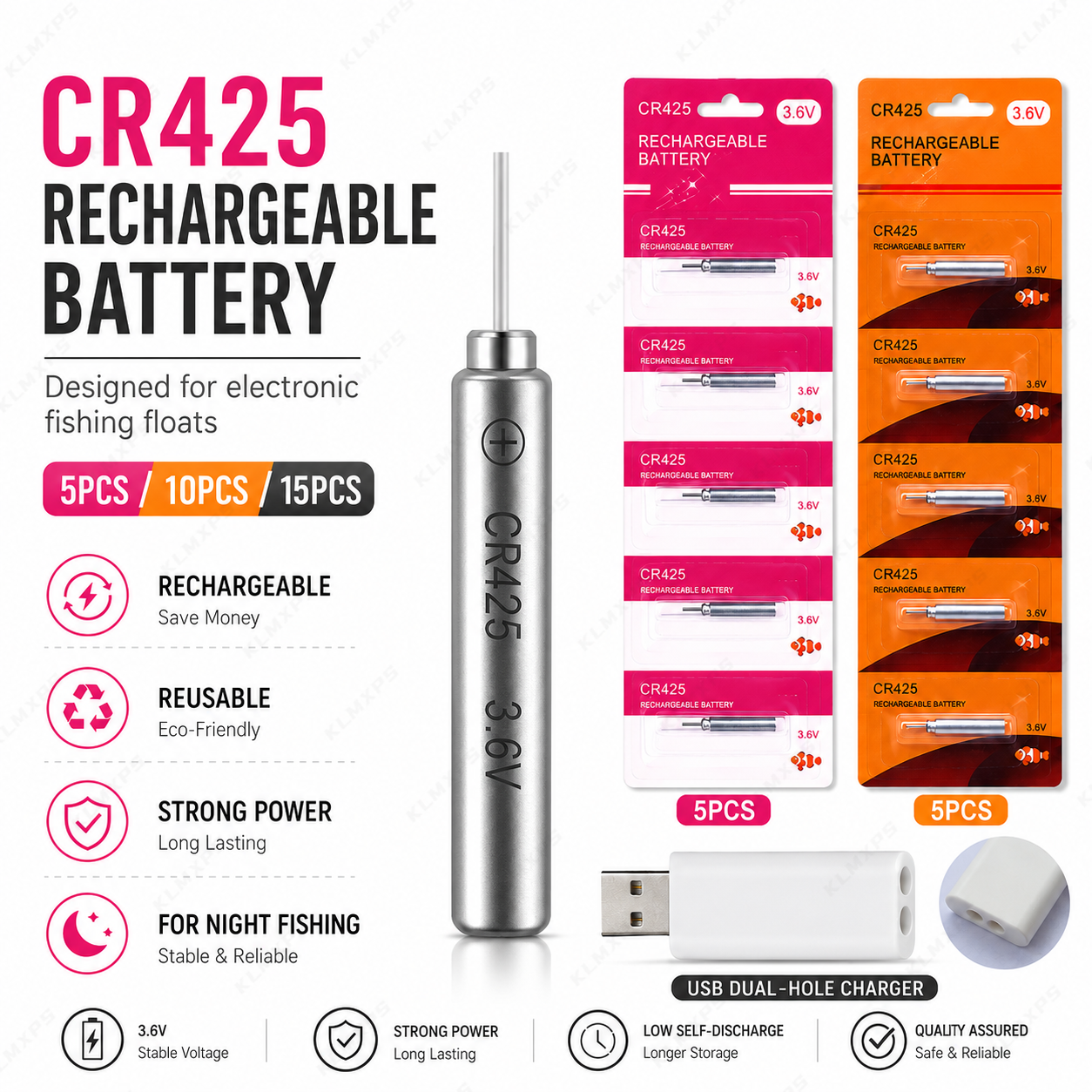 Fish Finder Charger - CR425 Elektronik Balıkçılık Şamandırası için Şarj