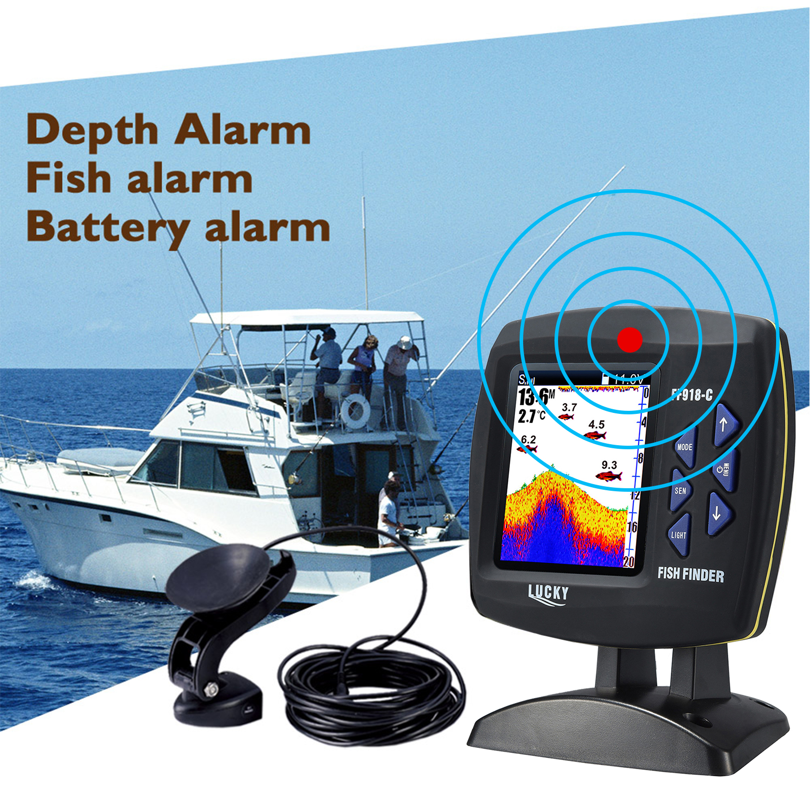 Balık bulucu kablolu dönüştürü - Fish Finder Transducer incelemesi ve fiyatı