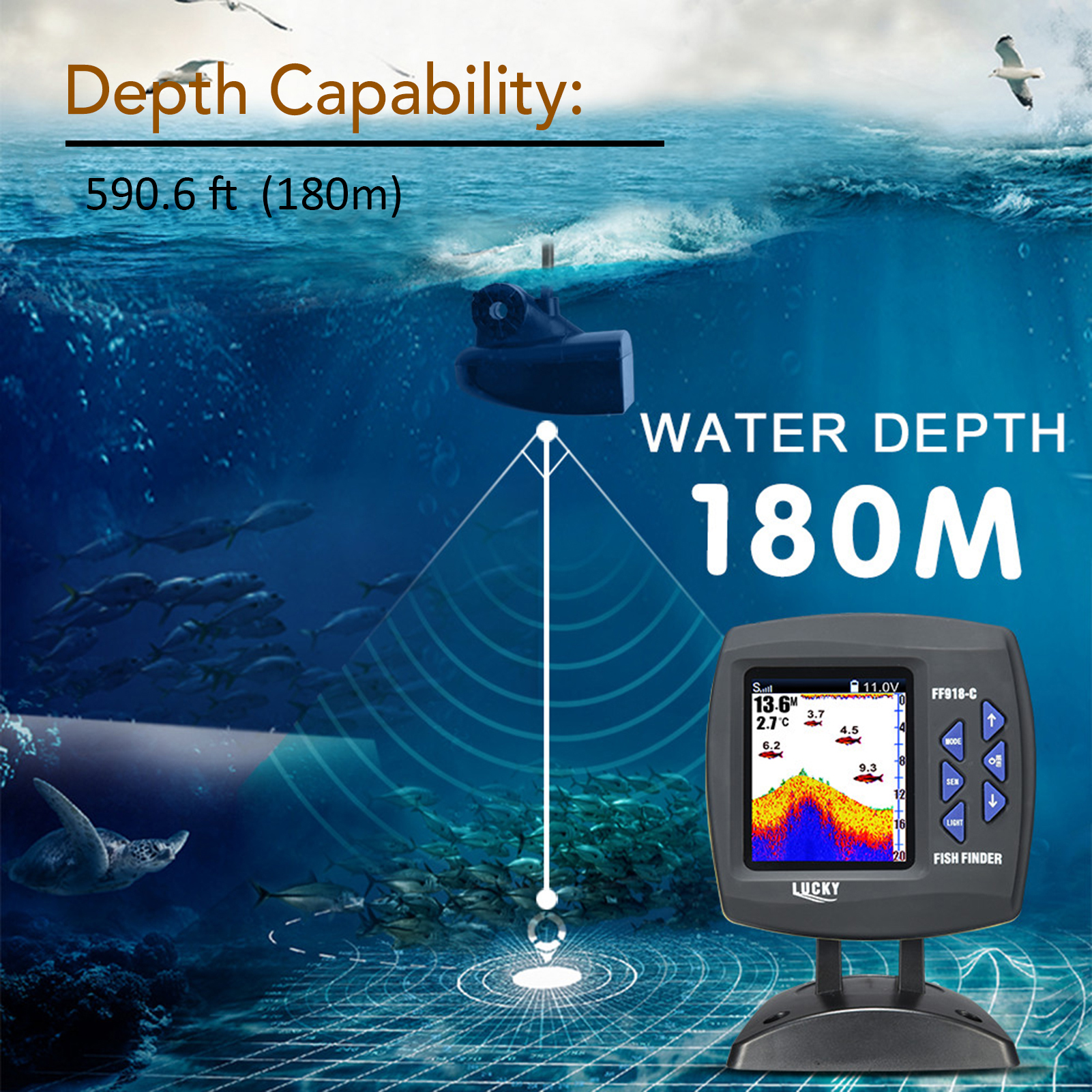 Balık bulucu kablolu dönüştürü - Fish Finder Transducer incelemesi ve fiyatı