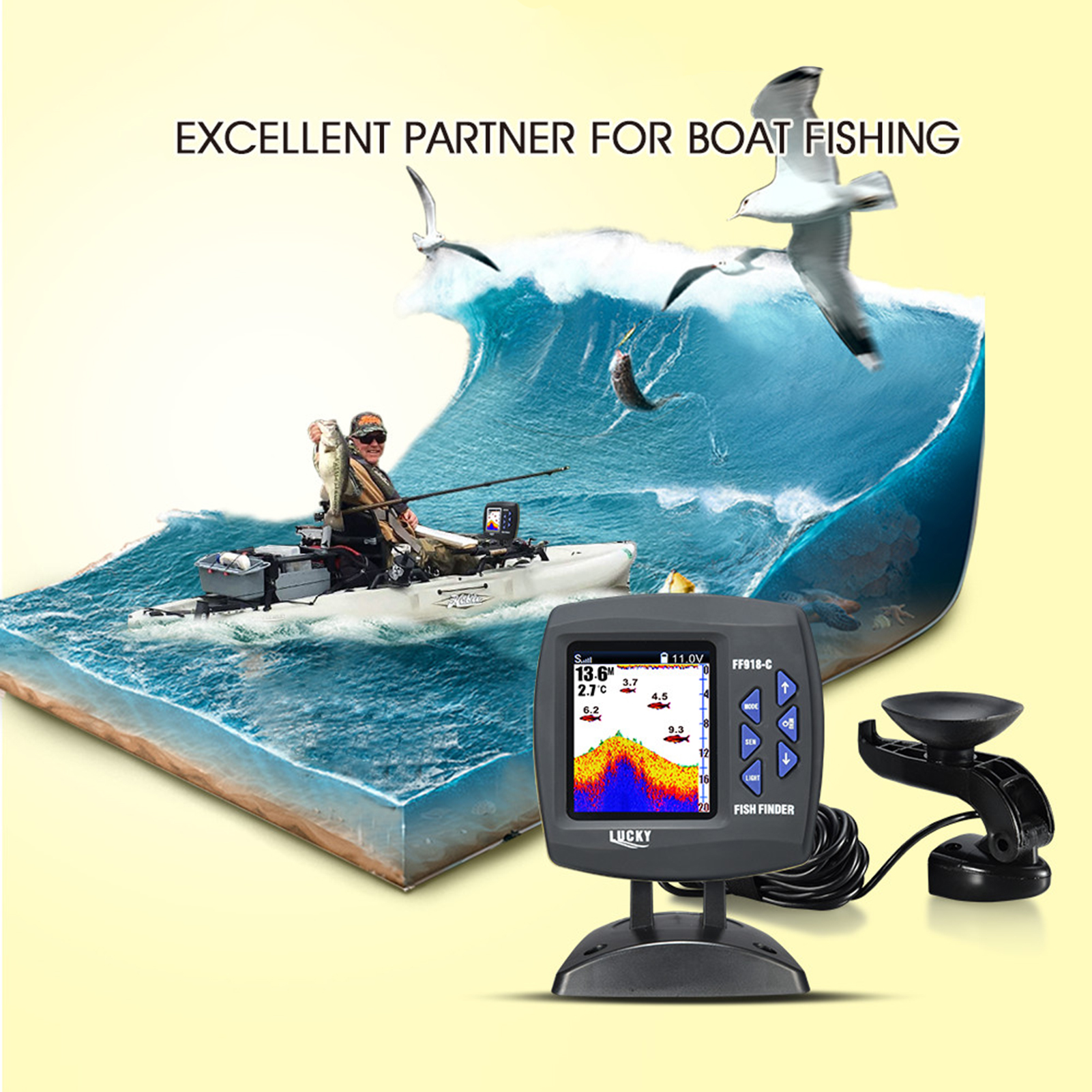 Balık bulucu kablolu dönüştürü - Fish Finder Transducer incelemesi ve fiyatı